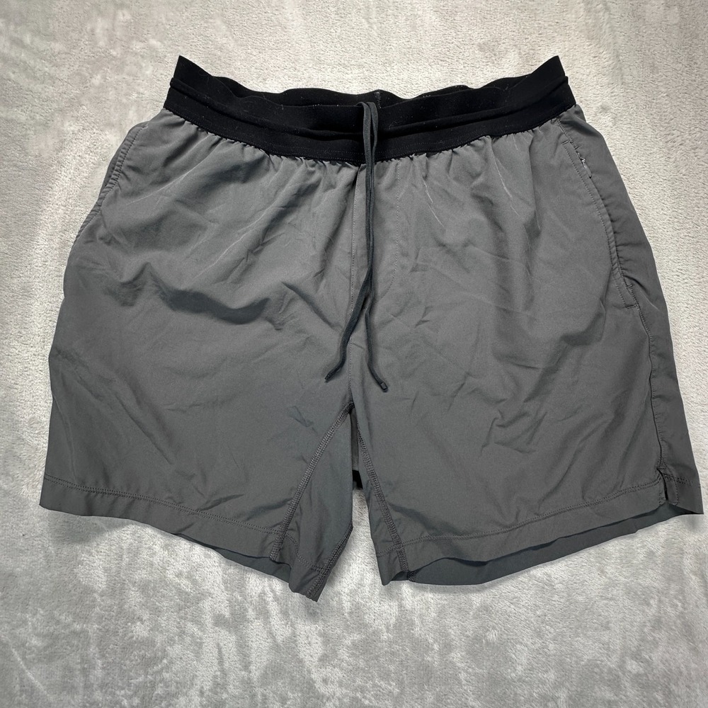 Rhone Active Shorts Mens Large Gray Athletic Gym Training Side Slit Drawstring